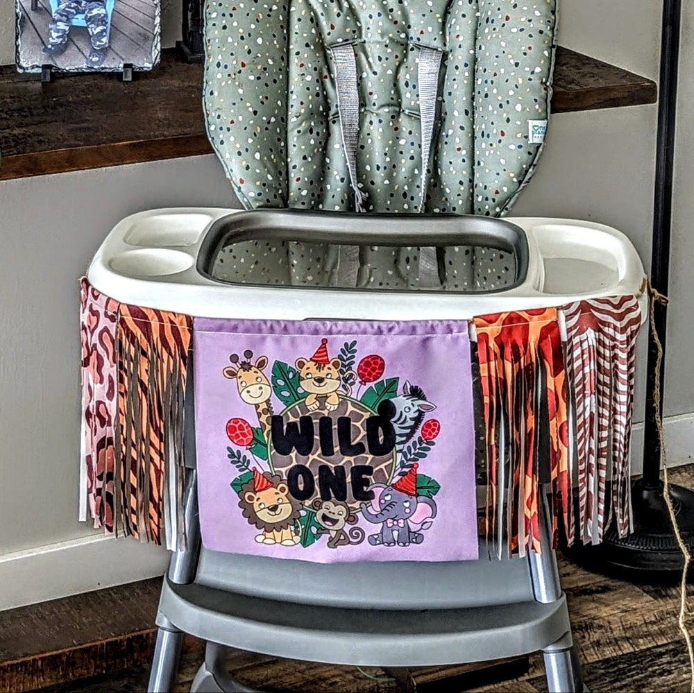 Wild One Kids Party High Chair Banner Handmade